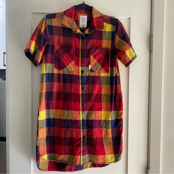 Topo Designs Tops - Topo Designs Red Flannel Shirt Dress with Pockets | Size XS